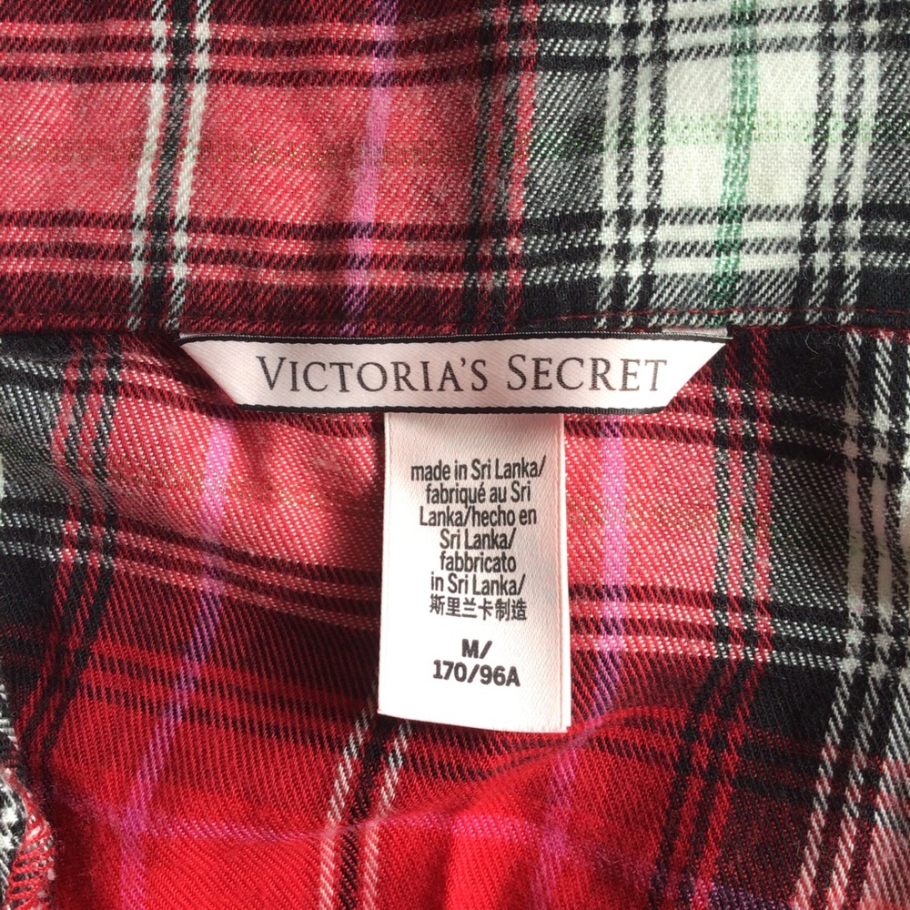 VICTORIAS SECRET PLAID FLANNEL PAJAMA SLEEP TOP MEDIUM - Picture 6 of 11